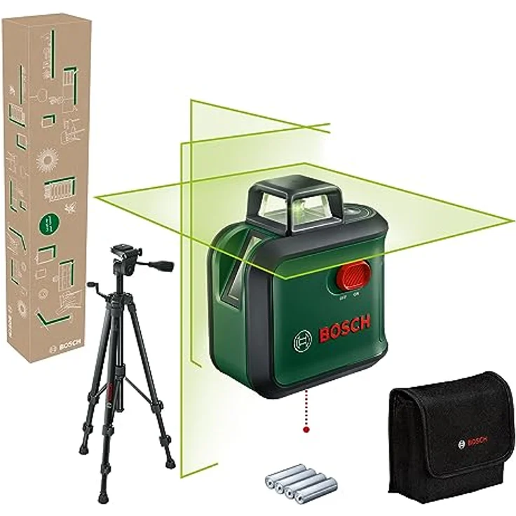 BOSCH Kreuzlinienlaser AdvancedLevel 360 Set, präziser Baulaser mit Stativ, Arbeitsbereich 24 m, Genauigkeit ± 0,4 mm/m, selbstnivellierend – Bild 1