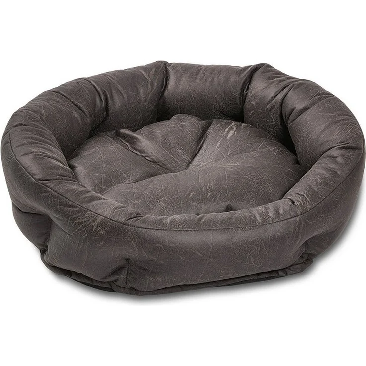 Wolters Tierbett Vintage Hundekörbchen, ovales Hundebett in Leder-Optik, hygienisch und pflegeleicht, braun – Bild 1