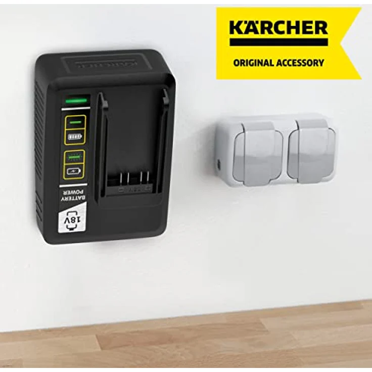 Kärcher Schnellladegerät Batterien Power 18 V (80 Prozent Akkuaufladung in 44 Minuten, für 18 V - 2.5 Ah und 18V - 5.0 Ah, inkl. Wandhalterung) – Bild 2