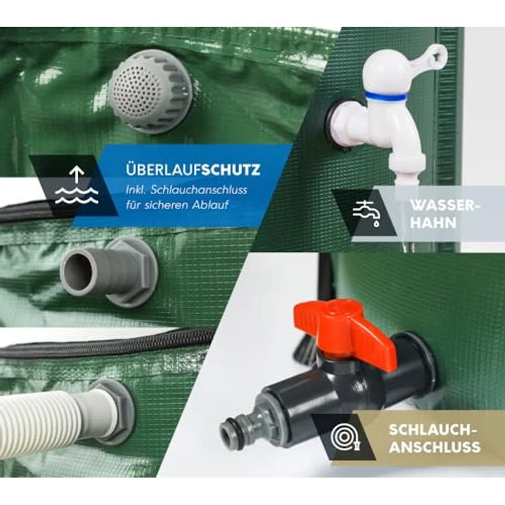 WESTMANN Faltbare Regentonne | 500 Liter Grün | Regenwassertank & Regenfass mit 2 Abläufen – Bild 5