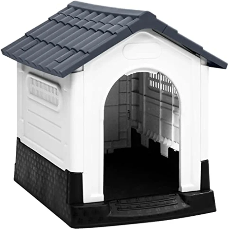 vidaXL Hundehütte Grau 57x68x66 cm Polypropylen – Bild 1