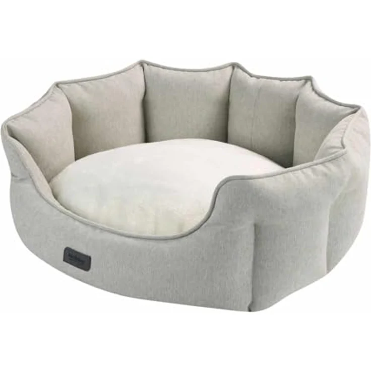 Nobby Komfort Bett oval VALEA, kuschelig weiches Tier-Schlafplatz mit Viskose-Wendekissen, beige, 45 x 40 x 19 cm – Bild 2