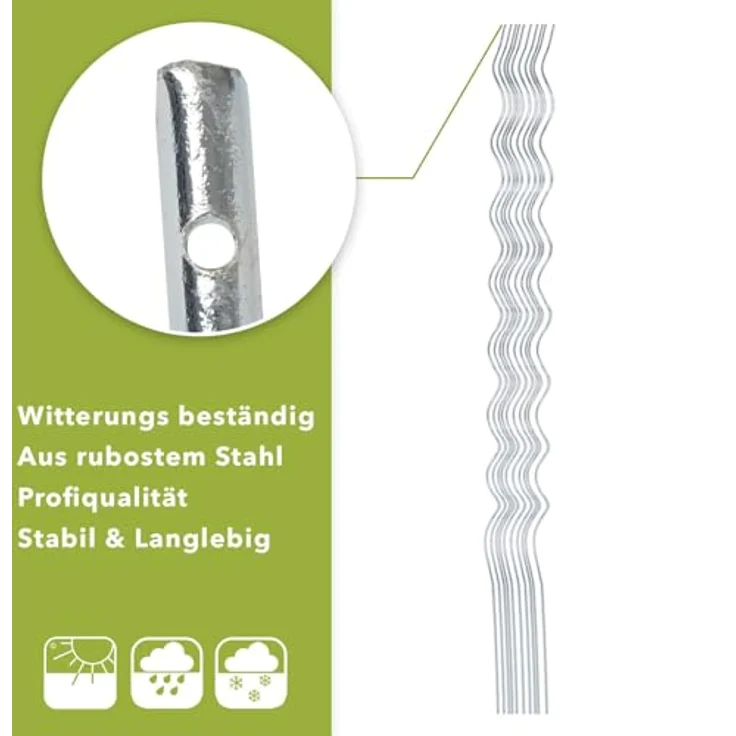 KARAT Tomatenspiralstäbe, 180 cm, 10 Stück, verzinkter Stahl, stabile Rankhilfe für Tomaten und Kletterpflanzen – Bild 2