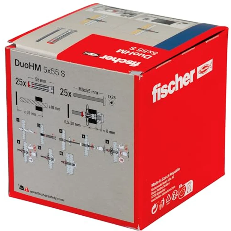 fischer Hohlraumdübel DuoHM 5 x 55 S TX, Plattendübel, metrische Panheadschraube, TX-Antrieb, 25 Stück – Bild 3
