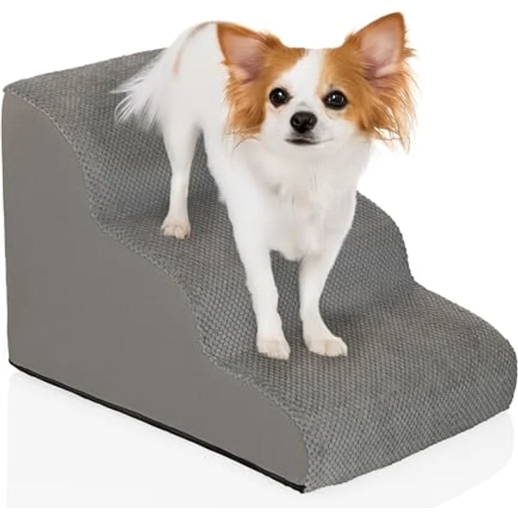 hjh LIVING PAWY STEP 3, Haustiertreppe mit 3 Stufen aus 100 % Polyester, waschbarer Bezug, gelenkschonend und rutschfest – Bild 3