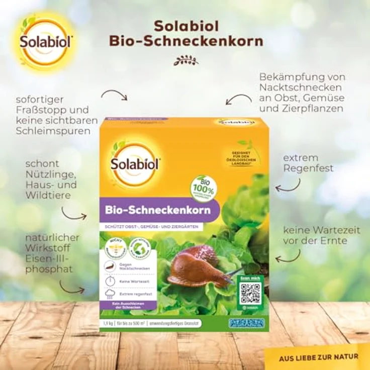 Solabiol Bio-Schneckenkorn, 1,9 kg Faltschachtel für ökologische Schneckenbekämpfung, bis zu 500m², regenfest und nützlingsschonend – Bild 2