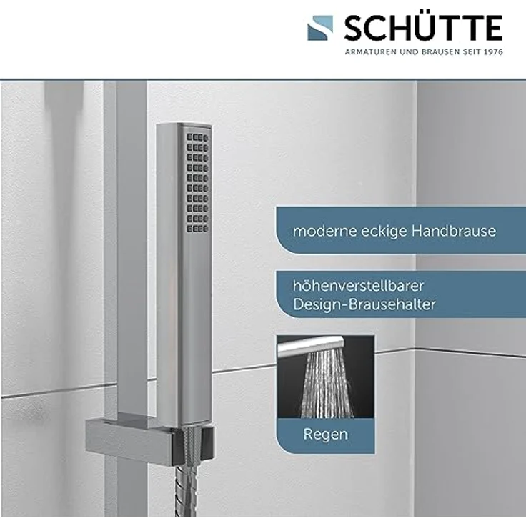 SCHÜTTE 60049 SUMBA Duschsystem Regendusche mit Thermostat und Wandhalterung, 30x30cm Edelstahl Duschkopf, Duschset inkl. Duscharmatur, Duschstange Brause, Chrom – Bild 4