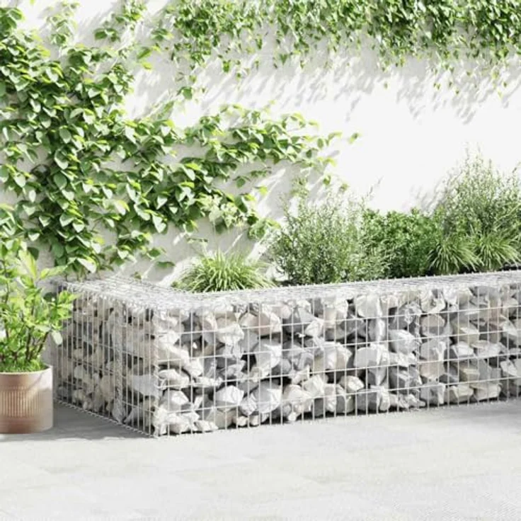 vidaXL Gabionenwand mit Abdeckung Verzinkter Stahl 900×50×50 cm – Bild 3