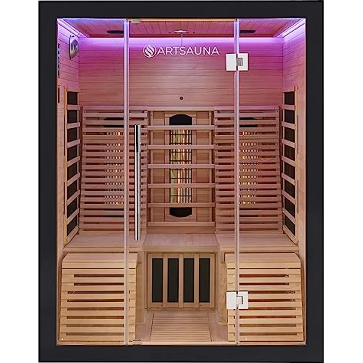 Artsauna Infrarotkabine Helsinki 150 Dual Technologie, LED - Infrarotsauna 150x150 cm - 1 Bank, 2 Liegen für 3 Personen - Wärmekabine Schwarz Black - Preisvergleich