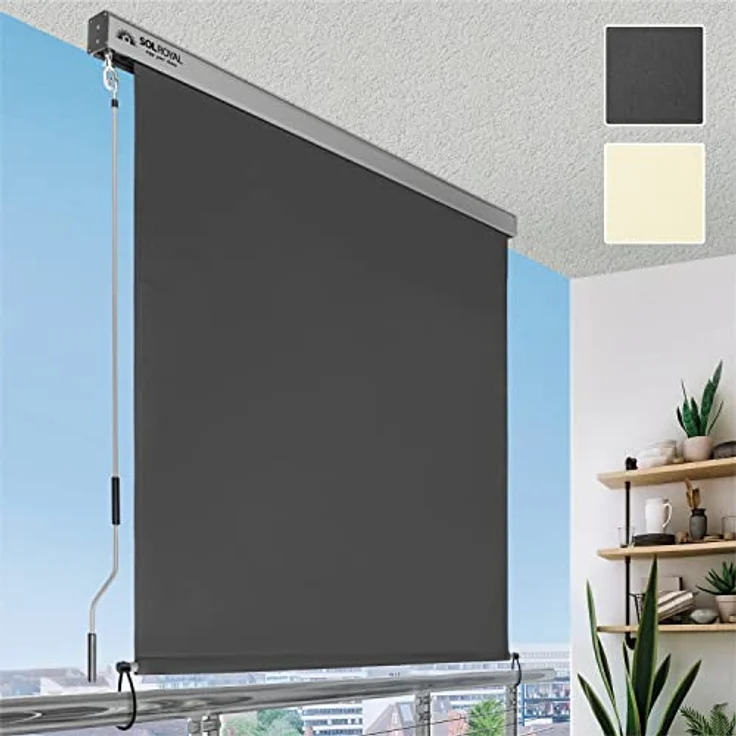 Sol Royal Senkrechtmarkise MS5, 180x250cm, anthrazit, abnehmbare Handkurbel, wasserabweisender Sonnen- und UV-Schutz, für Terrasse und Balkon – Bild 1
