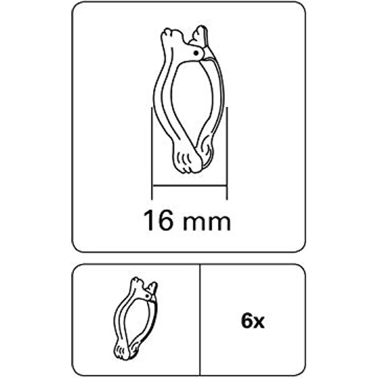 GARDINIA Donauklammer, 6 Stück, Ø 16 mm, für Caféhaus- und Vitragestangen, Metall, Weiß – Bild 2
