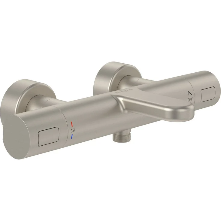 Villeroy & Boch Universal Taps & Fittings Badewannenthermostat, Rund, Brushed Nickel Matt, mit Verbrühschutz und präziser Temperaturregelung