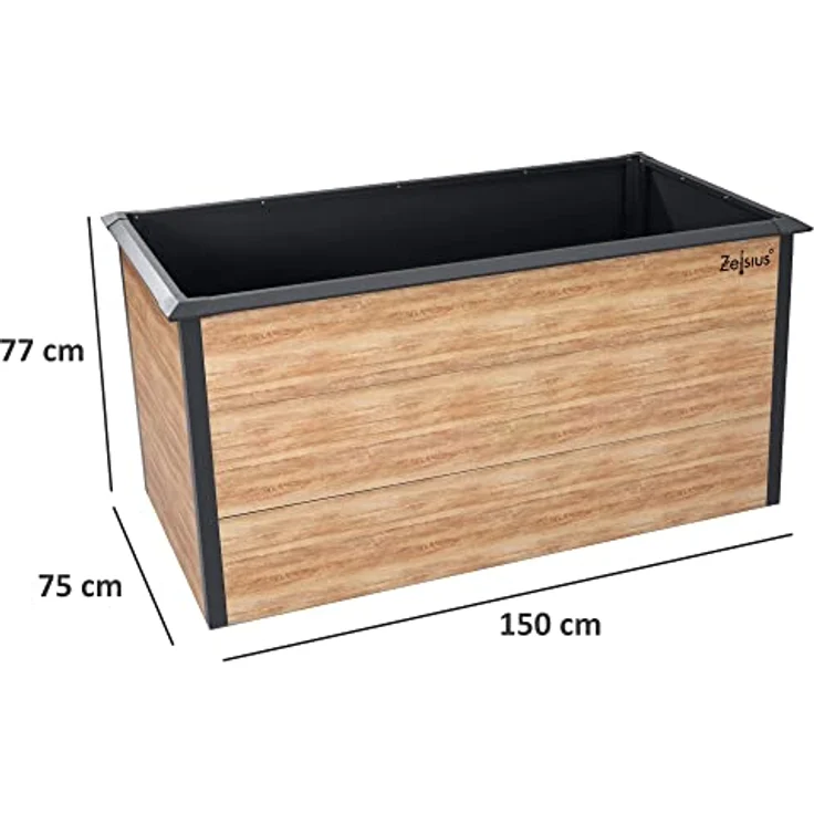 Zelsius Hochbeet für Garten, Terrasse oder Balkon Anthrazit RAL 7016 | 150 x 75 x 77 cm, in Holzoptik | Gemüsebeet, Blumenbeet, Pflanzbeet, Pflanzkasten, Blumenkasten, Gartenbeet – Bild 4