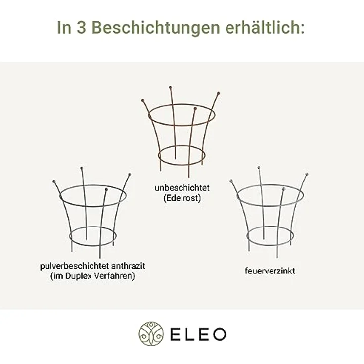 ELEO Pflanzenstütze Grosetto I Staudenhalter aus hochwertigem Schmiedeeisen I in 3 verschiedenen Beschichtungen (pulverbeschichtet) – Bild 4