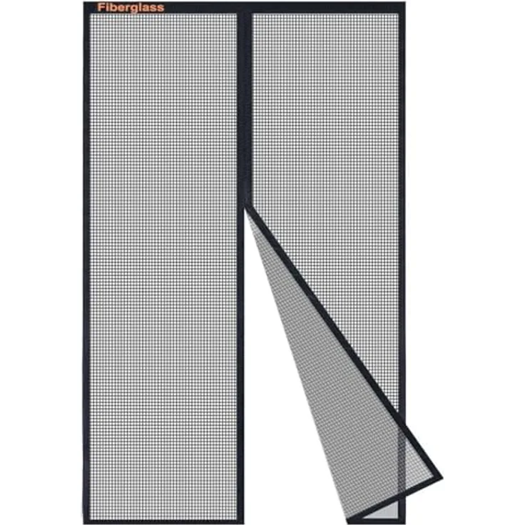 Risareyi Fiberglas Fliegengitter Balkontür 140x220cm, Schwarz, verstärkter Insektenschutz mit 34 Magneten, ohne Bohren