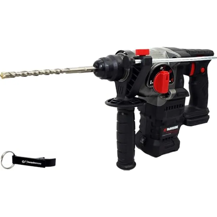 PARKSIDE PERFORMANCE® 20V Akku Bohrhammer PKHAP 20 1.9J, leistungsstark mit Bürstenlosem Motor, SDS-Plus, inkl. 4x SDS-Bohrer und HEADNMORE® Schlüsselanhänger im Bundle