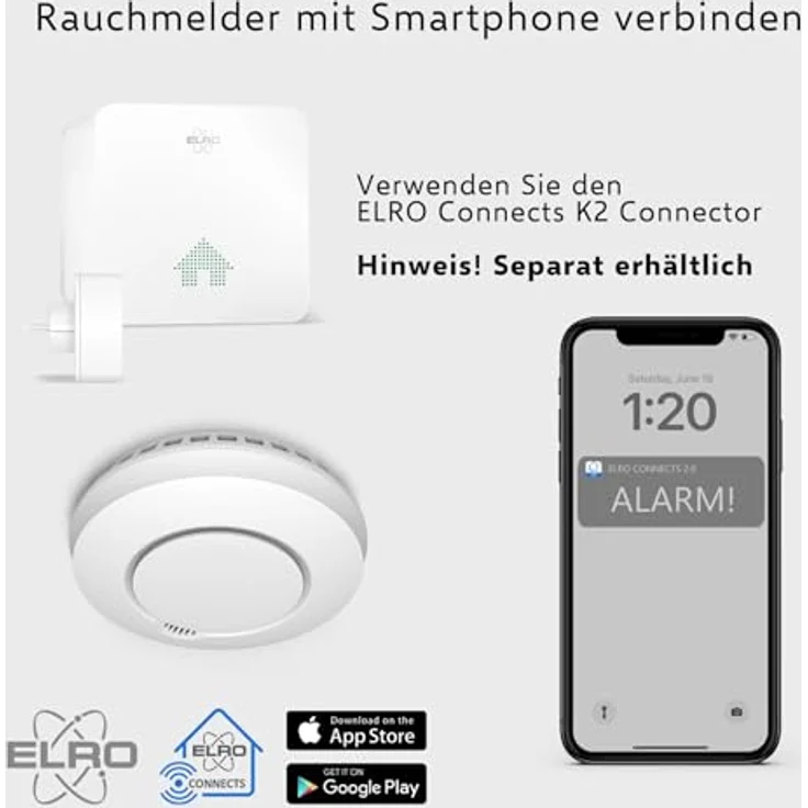 ELRO Connects FZ5002R Funk Rauchmelder-DIN EN14604 -mit Hitzesensor-Vernetzbar-6-er Set – Bild 4