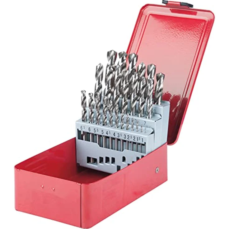 KS Tools 330.2613 HSS-G Spiralbohrer-Satz, 25-tlg. in Stahlblechkassette, Durchmesser 1-13mm, robust und präzise – Bild 1
