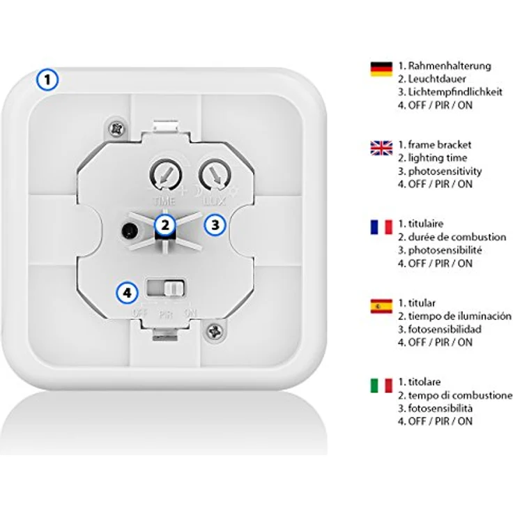 deleyCON 2X Infrarot Bewegungsmelder Unterputz Wandmontage Innenbereich Lichtsteuerung 160° Arbeitsfeld 9m Reichweite eingebauter Lichtsensor Weiß, 2er Pack – Bild 4
