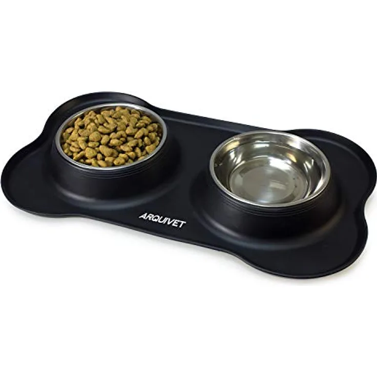 ARQUIVET 2 x 400 ml Futternapf für Hunde und Katzen – Napf aus Edelstahl – rutschfeste Silikonbasis – Zubehör für Haustiere – 2 x 400 ml