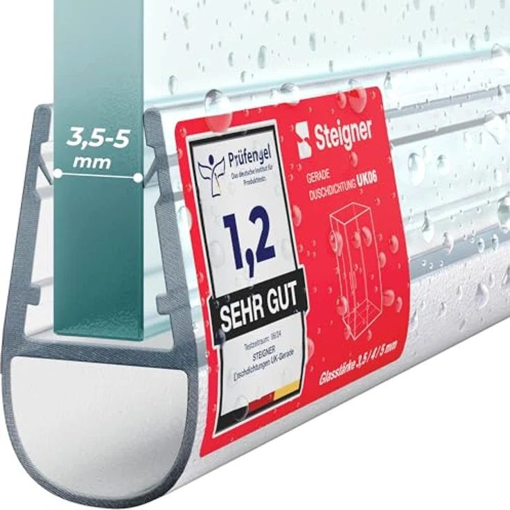 STEIGNER Duschdichtung UK06, 70 cm Transparent, gerade Dichtung für Eckeinstieg Dusche oder Fünfeckdusche, 3,5-5 mm, wasserdicht, schimmelbeständig, einfach zu montieren – Bild 1