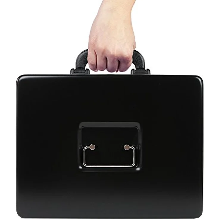 HMF 10026-02 Geldkassette Tragegriff, Transportkassette, Euro-Münzzählbrett, 30 x 24 x 9 cm, schwarz – Bild 5