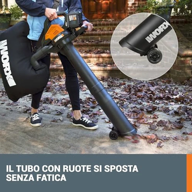 Worx PowerShare 20V Akku-Laubsauger & -Laubbläser WG583E, 575 m³/h Blasleistung, 335 km/h Blasgeschwindigkeit, inkl. 2 Akkus – Bild 10
