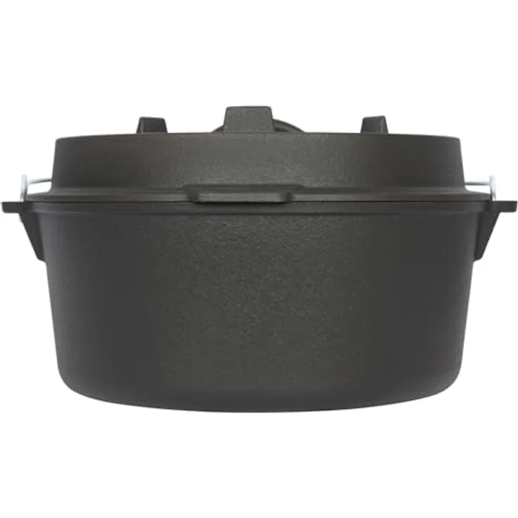 Dutch Oven 13,6 Liter von El Fuego®, 100% Gusseisen, inkl. Schürhaken und Tragebügel, Camping & Outdoor – Bild 5