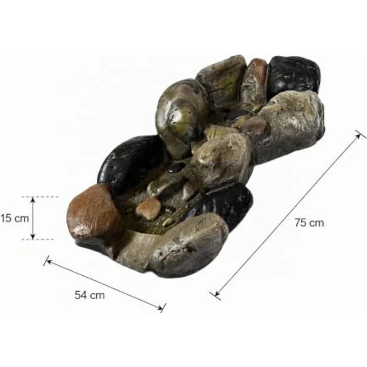 Köhko Wasserkaskaden Bachlauf 75 cm, Stein-Optik, erweiterbare Quellschale, witterungsbeständig, 14004Q – Bild 3