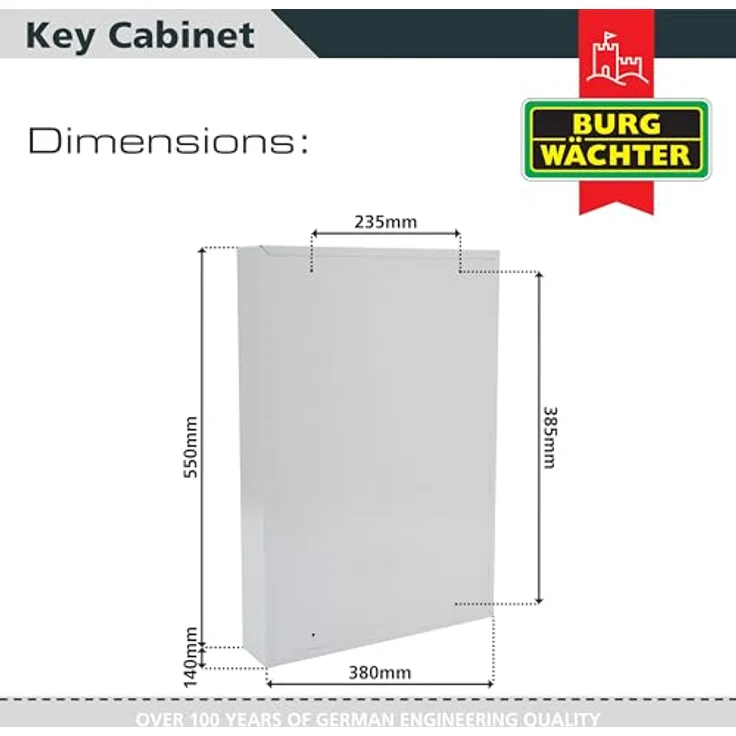 BURG-WÄCHTER PZ 6850, abschließbarer Schlüsselkasten mit 200 Haken, Stahl lichtgrau, ideal zur Schlüsselaufbewahrung – Bild 2