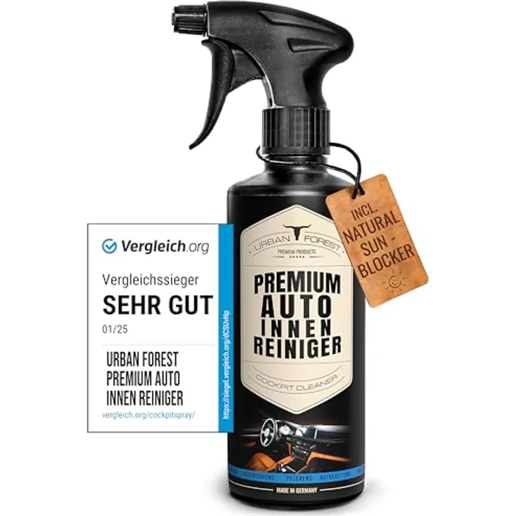 URBAN FOREST Premium Auto Innenraumreiniger, 500ml Cockpitpflege mit Avocado-Öl, antistatisch & frischem Duft