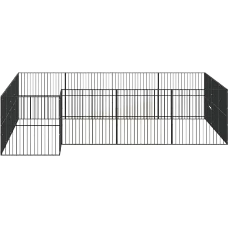 vidaXL Hundelaufstall 16-TLG. Schwarz Verzinkter Stahl – Bild 5