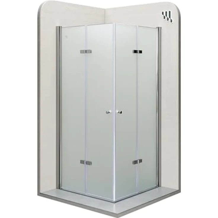 i-flair DK99 Falttür Duschkabine 70x70x190 cm, satinierte 6 mm Sicherheitsglas mit silbernen Profilen, platzsparend und für Menschen mit eingeschränkter Mobilität geeignet – Bild 1