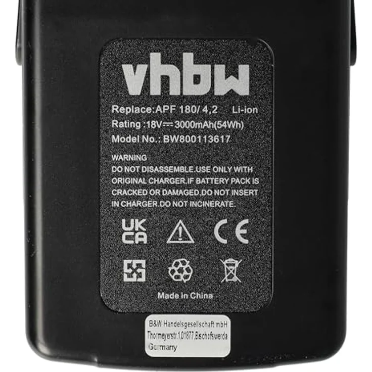 vhbw Akku Ersatz für Kress 98044607, 98044608, APF 180/2.1, APF 180/4.2 für Werkzeug (3000 mAh, Li-Ion, 18 V) - Hochleistungsakku für Powertools, langlebig und geprüft – Bild 5