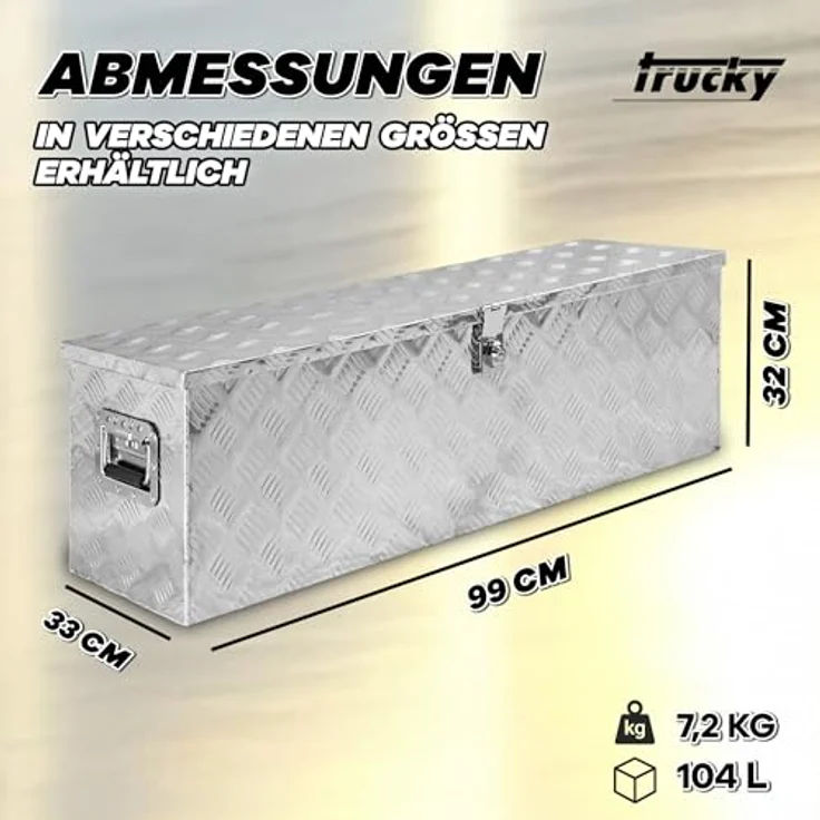 Trucky Truckbox D100, Aluminium Deichselbox mit Schloss und Schlüssel, stabil und wasserdicht, 99 x 33 x 32 cm – Bild 5