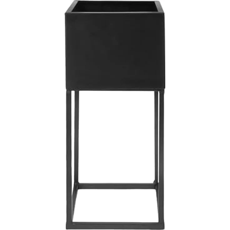 Spetebo Metall Blumentopf XL schwarz mit Gestell - 32 x 14 cm - Pflanzen Ständer eckig mit Übertopf - Innen Deko Blumenhocker Pflanzenständer Blumentopfhalter mit Topf – Bild 3