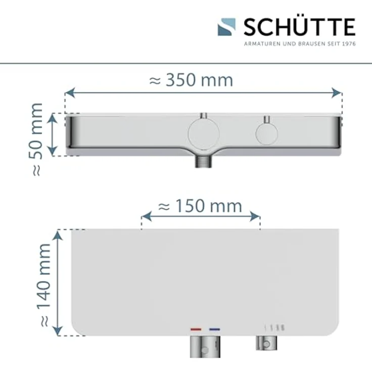 SCHÜTTE OCEAN Thermostat Duscharmatur, Chrom/Weiß, mit Ablage – Bild 5
