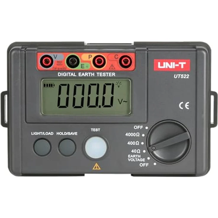 Uni-T UT522 Digitaler Erdungstester, Erdungs-Widerstandsprüfer (CAT III 600V) mit LCD-Hintergrundbeleuchtung und Daten-Hold-Funktion – Bild 6