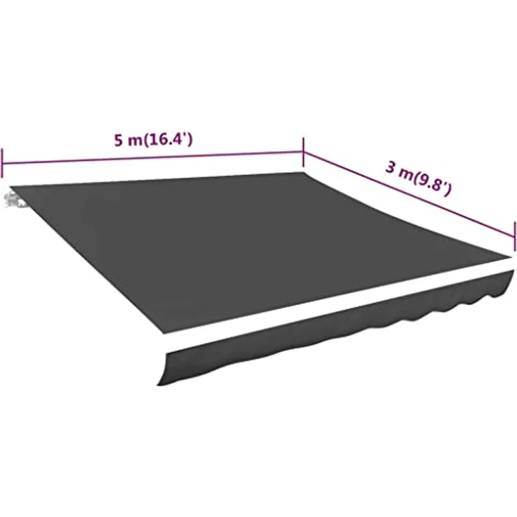 DELUKE® Markisenbespannung Wasserabweisend Reißfest | Anthrazit, für 500x300cm Rahmen | Markise mit Volant Markisentuch Sonnenschutz – Bild 2