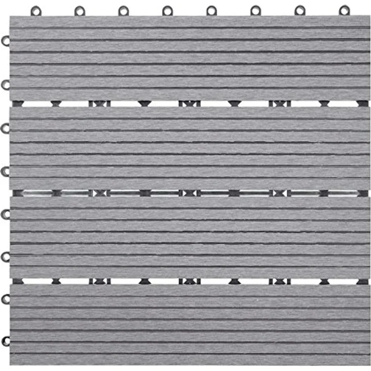 WPC Bodenfliese Rhone, Holzoptik Balkon-Terrasse, 11x je 30x30cm 1qm Basis, grau linear – Bild 2