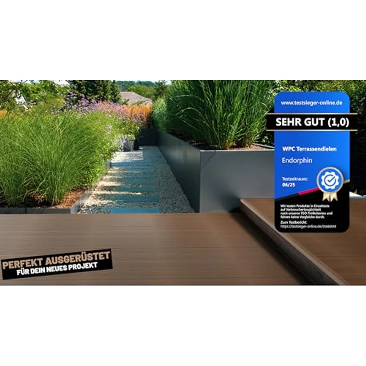 Endorphin Terrassendielen ® WPC Komplettset 30m², braune witterungsbeständige Dielen mit rutschfester Oberfläche und pflegeleichtem Klicksystem – Bild 7