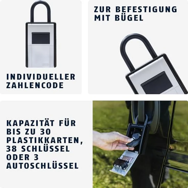 ABUS 797 KeyGarage BIG, Schlüsselbox mit Bügel für bis zu 38 Schlüssel, Silber – Bild 4