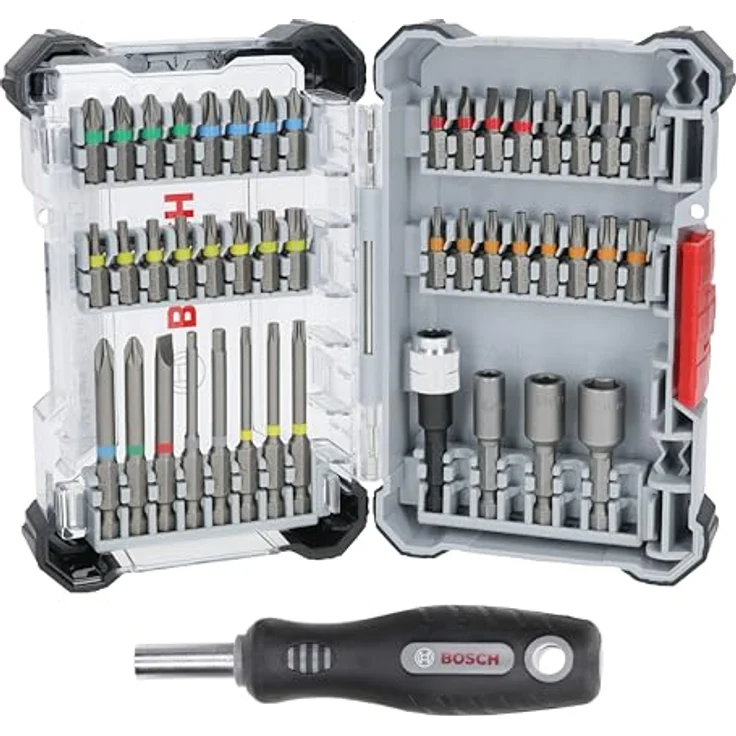 Bosch Extra Hard Schrauberbit-Set 44+1tlg., S2-modifizierter Stahl, farbcodiert, in robustem Koffer – Bild 1