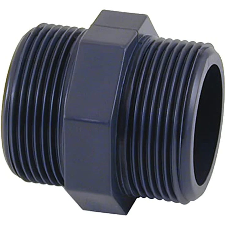 POWERHAUS24 5er PVC Doppelnippel 1 1/2 Zoll AG, grau, PN10 ohne Weichmacherzusatz – Bild 2