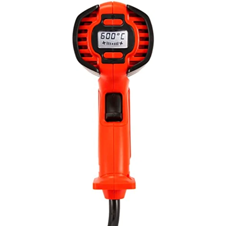 Grafner digitale Heißluftpistole mit LCD Anzeige, 2000 Watt, regulierbar 60-600 °C in 10 Grad Schritten, 4 Düsen, 300 – 500 Liter/min wählbar, Entlacken, Schrumpfen, Heißluftgebläse LED Display – Bild 3