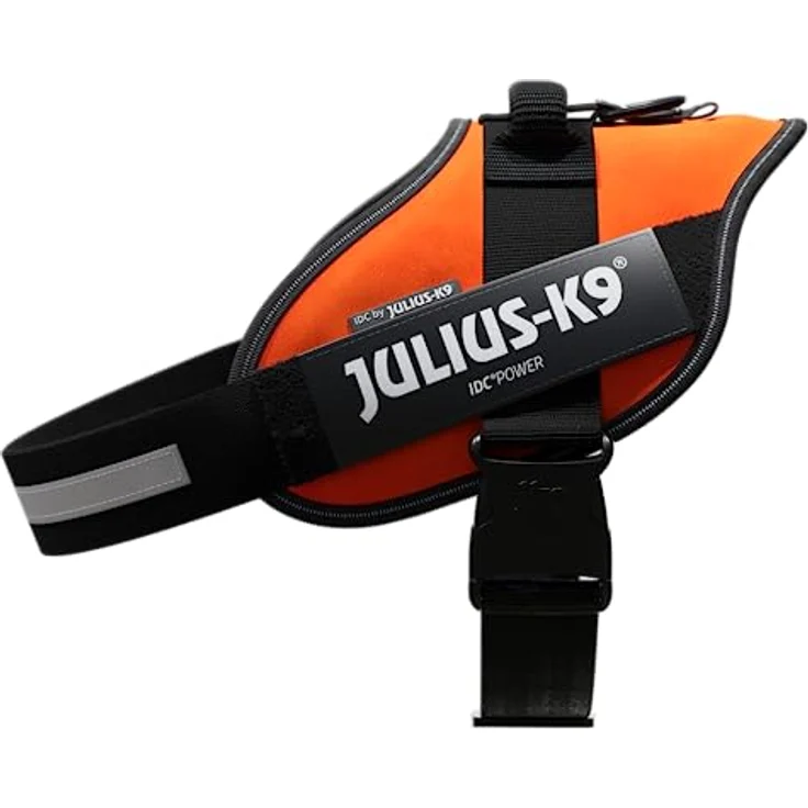 JULIUS K-9 IDC Powergeschirr, Größe XL/2, UV Orange - Robustes Hundegeschirr mit austauschbaren Klettaufschriften und reflektierenden Elementen – Bild 2