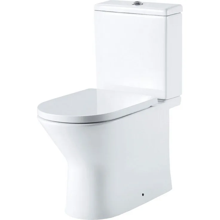 Primaster Mara Stand-WC, spülrandloser Tiefspüler in Weiß mit Absenkautomatik und Zweimengen-Spülung