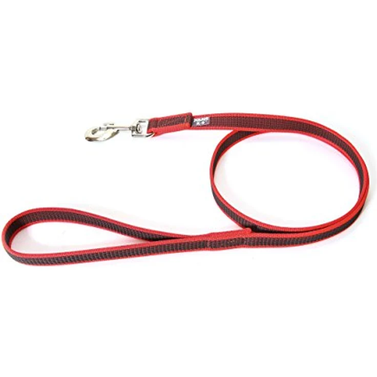 JULIUS K-9 IDC Color & Gray gumierte Leine, 20 mm x 1 m mit Schlaufe, strapazierfähiger Textilstoff, Rot-Grau – Bild 5