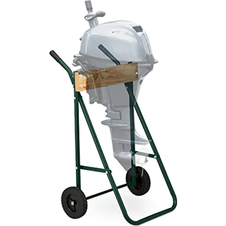 Relaxdays Außenborder Ständer für Langschaft Außenbordmotor, Stahl Motorhalter bis 100 kg, transportabel, dunkelgrün