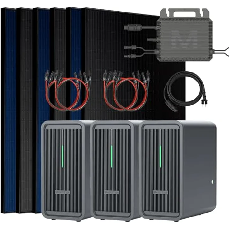 SUNNIVA® 3000W Balkonkraftwerk mit 6,72 kWh Speicher MARSTEK 3x B2500-D, Bifacial Fullblack, 6x 500W N-Type Glas-Glas Solarmodule, Plug & Play Steckdose – Bild 1